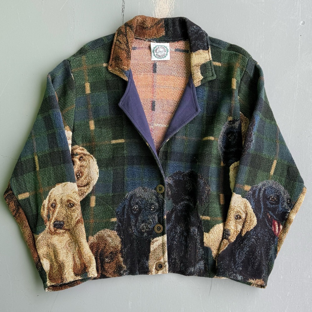 Vintage Sugar Street Weavers Cardigan OSFA Dog Print